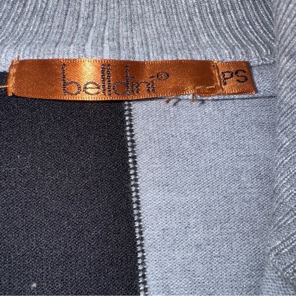 Belldini Black and Gray Stripe Zip Up Mock Neck Knit Sweater Petite Small PS - Picture 9 of 12